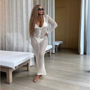 Chic White Crochet Maxi Dress